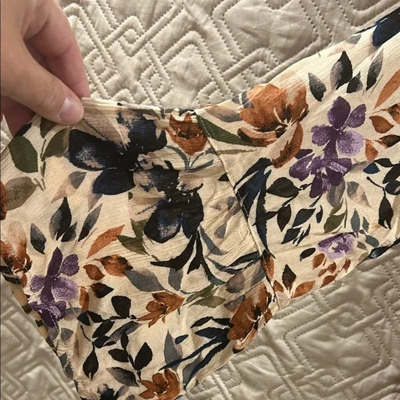 NWT Torrid Floral Lace Gauze Boho Dress Size 3X 22/24 Cream Purple Peasant Sleev - Picture 6 of 6